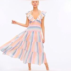 J Crew Reimagined Tiered Ruffle MIDI Dress